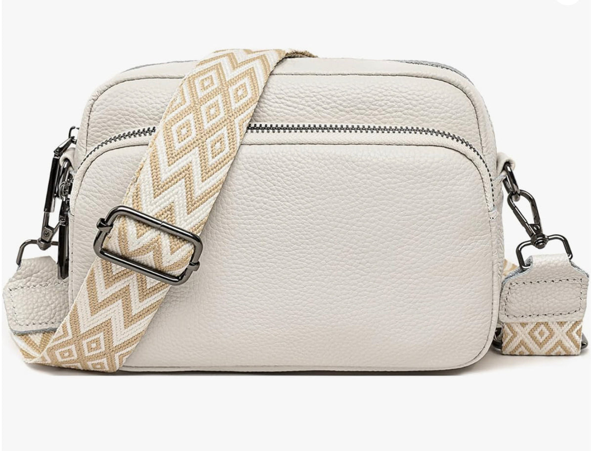 Sac à bandoulière en cuir de qualité supérieure pour femme avec compartiments zippés – Confort ergonomique et design élégant