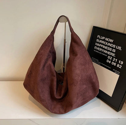 Sac à épaule en daim pour femmes – Sac hobo souple élégant avec grande capacité et fermeture éclair