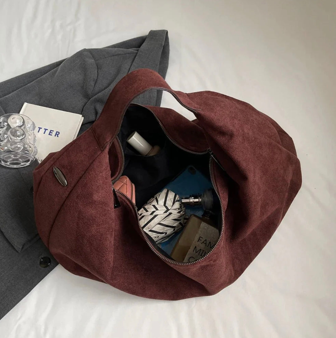 Sac à épaule en daim pour femmes – Sac hobo souple élégant avec grande capacité et fermeture éclair