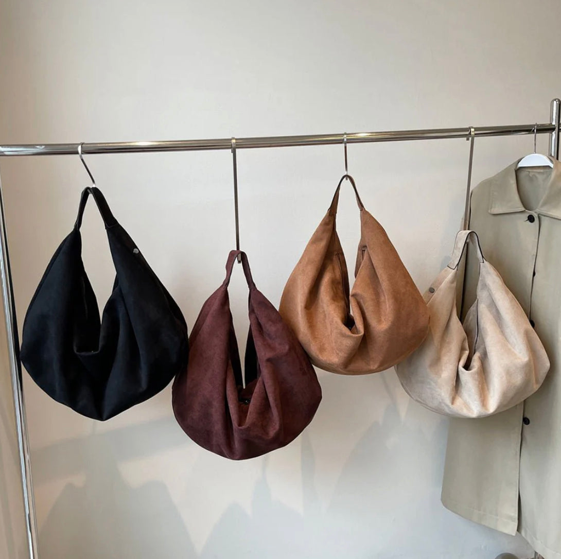 Sac à épaule en daim pour femmes – Sac hobo souple élégant avec grande capacité et fermeture éclair