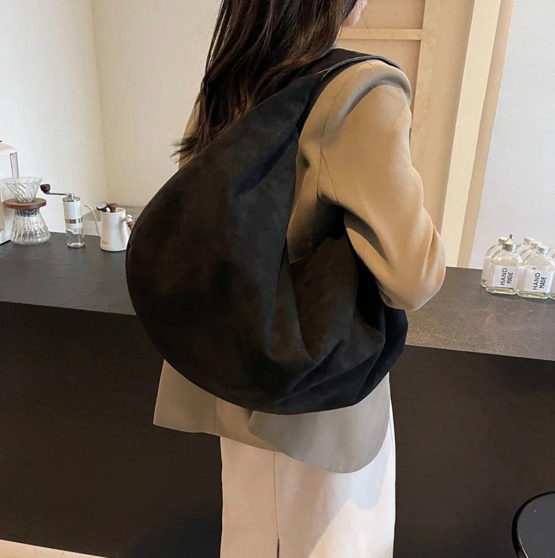Sac à épaule en daim pour femmes – Sac hobo souple élégant avec grande capacité et fermeture éclair