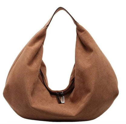 Sac à épaule en daim pour femmes – Sac hobo souple élégant avec grande capacité et fermeture éclair