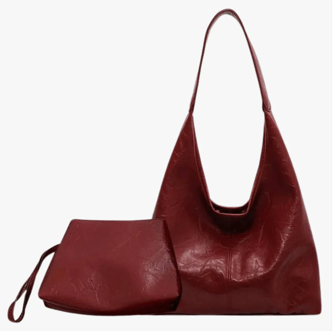 Women's Vegan Leather Shoulder Bag, Semi-Circular Design for 13-inch Macbook, Elegant and Practical