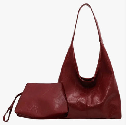 Women's Vegan Leather Shoulder Bag, Semi-Circular Design for 13-inch Macbook, Elegant and Practical