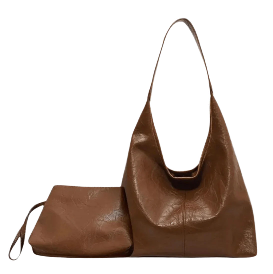 Women's Vegan Leather Shoulder Bag, Semi-Circular Design for 13-inch Macbook, Elegant and Practical