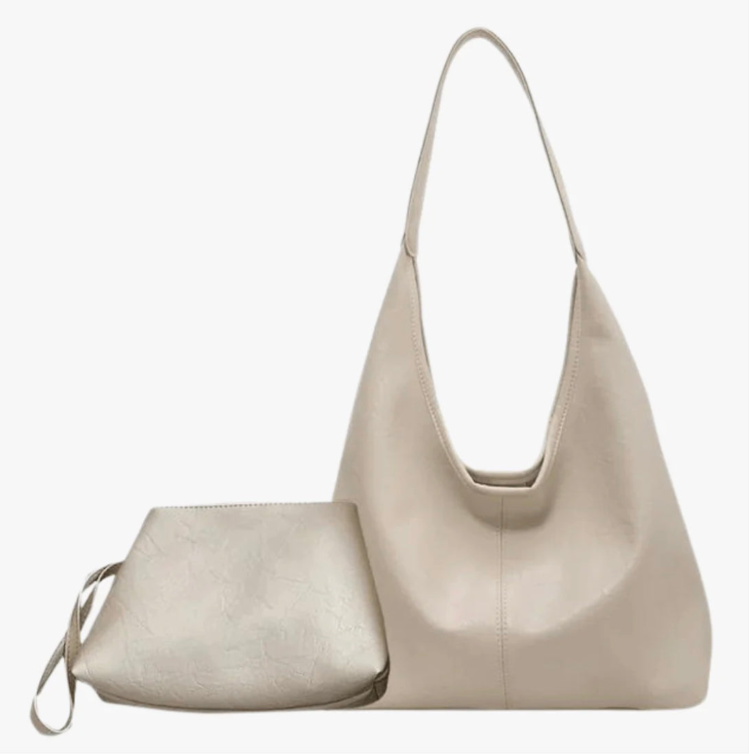 Women's Vegan Leather Shoulder Bag, Semi-Circular Design for 13-inch Macbook, Elegant and Practical