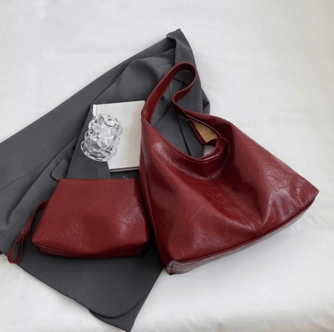 Women's Vegan Leather Shoulder Bag, Semi-Circular Design for 13-inch Macbook, Elegant and Practical