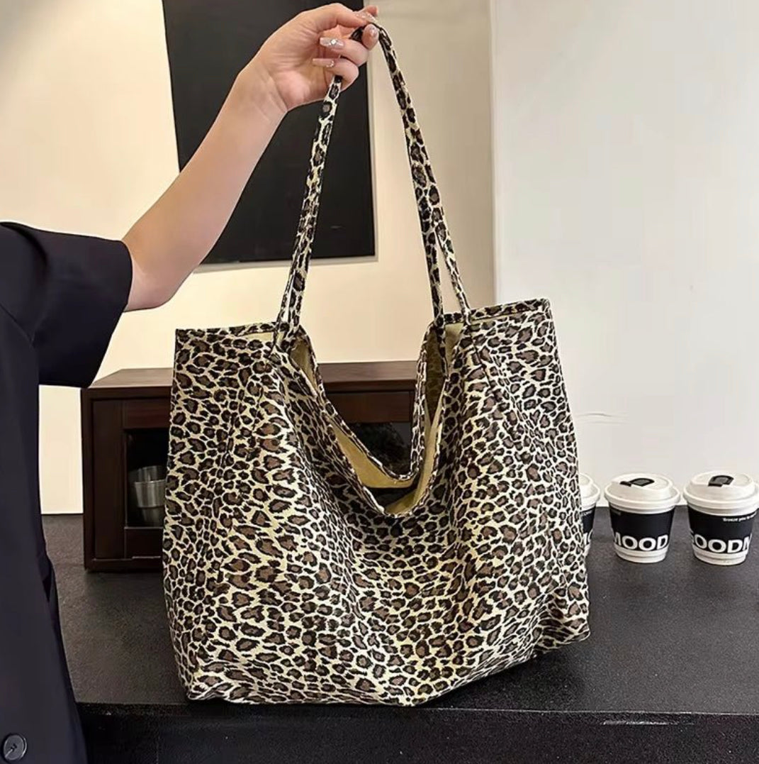 Sac de courses en polyester multicolore avec motif végétal – Élégance chic BCBG pour femmes, grande capacité et double poignée