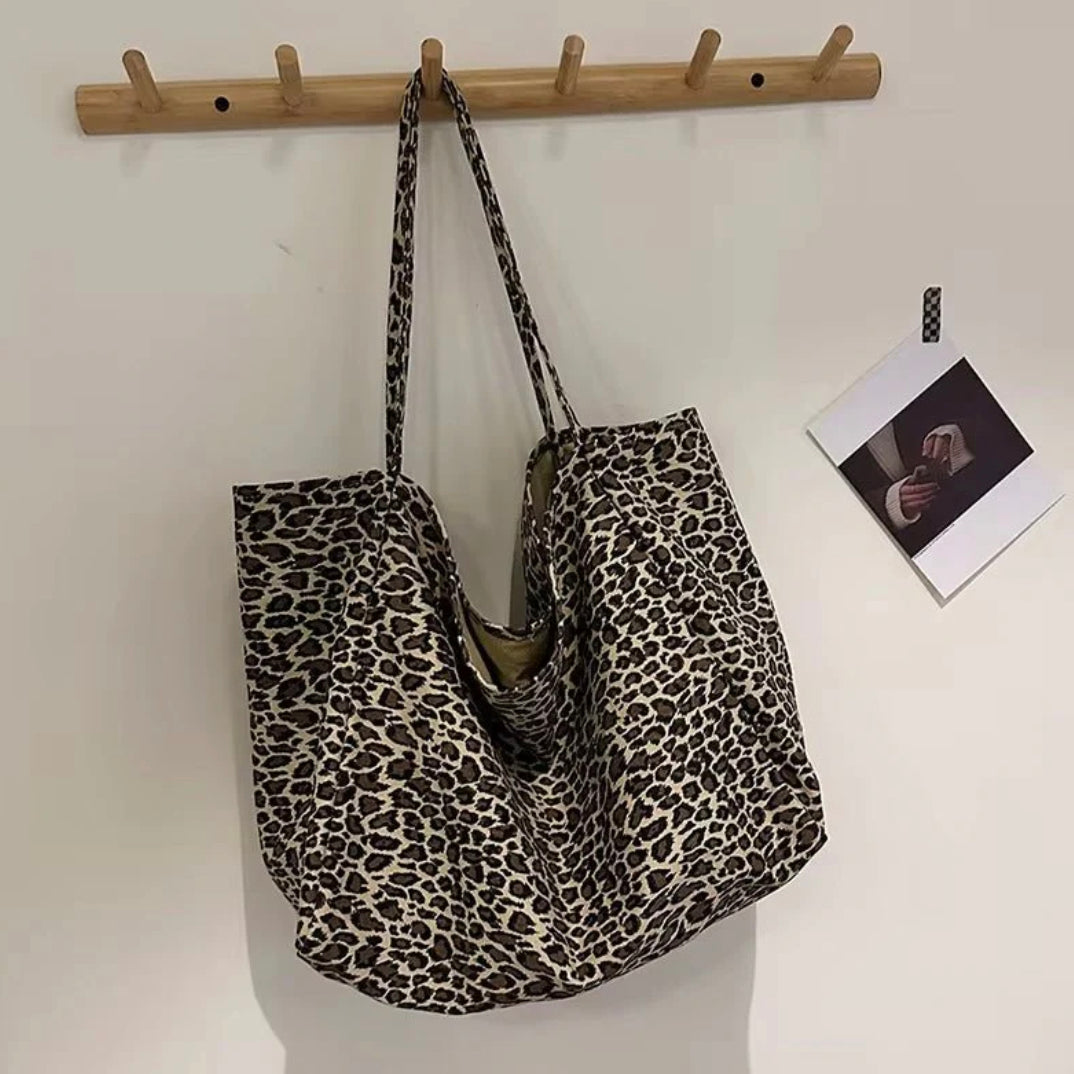 Sac de courses en polyester multicolore avec motif végétal – Élégance chic BCBG pour femmes, grande capacité et double poignée
