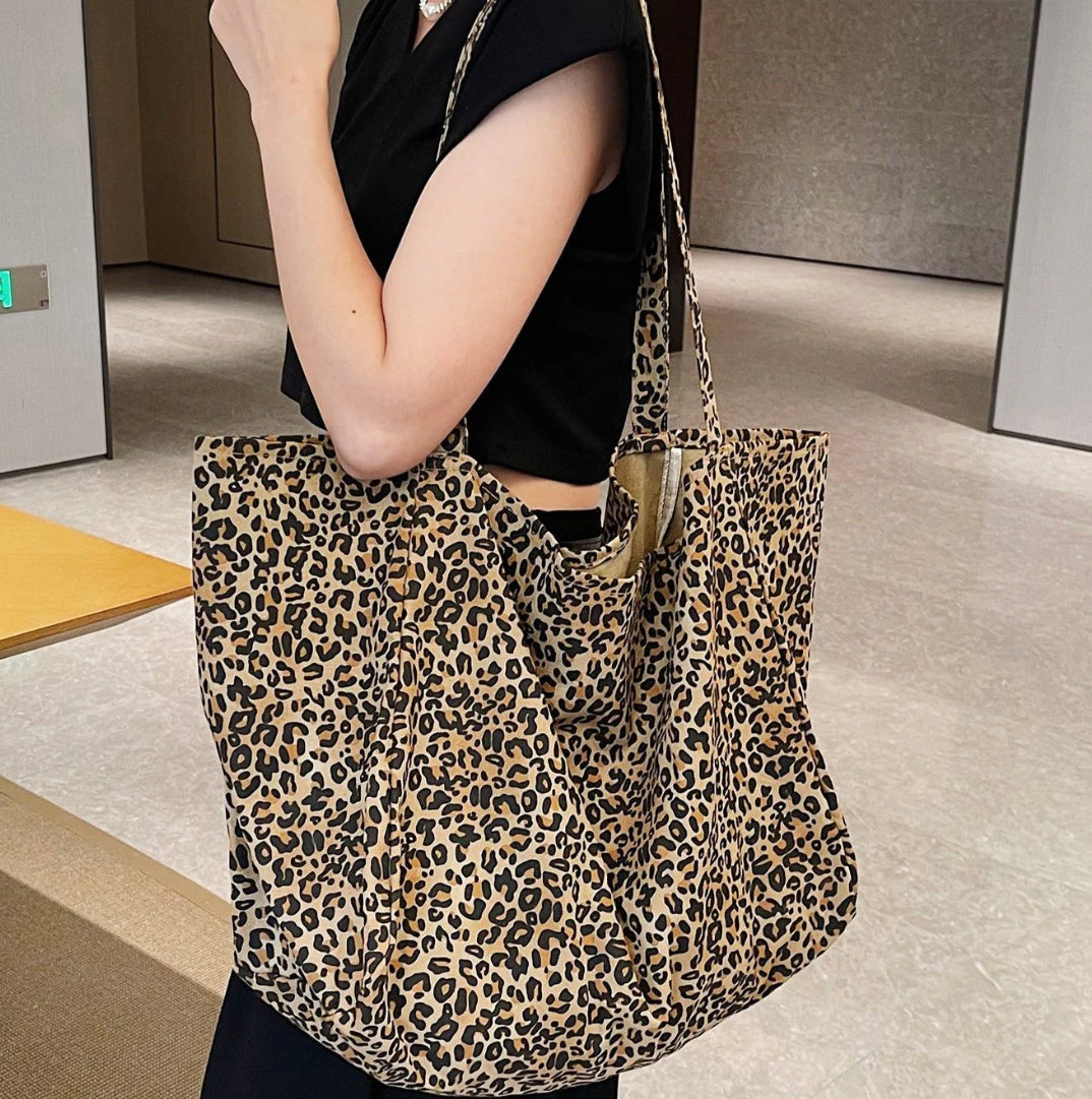 Sac de courses en polyester multicolore avec motif végétal – Élégance chic BCBG pour femmes, grande capacité et double poignée