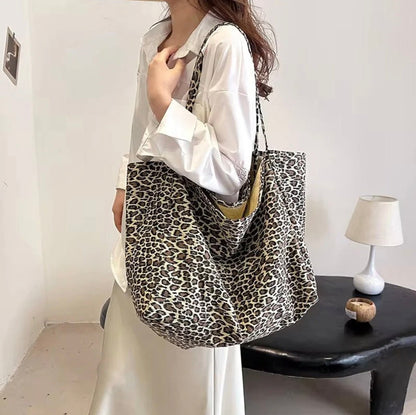Sac de courses en polyester multicolore avec motif végétal – Élégance chic BCBG pour femmes, grande capacité et double poignée