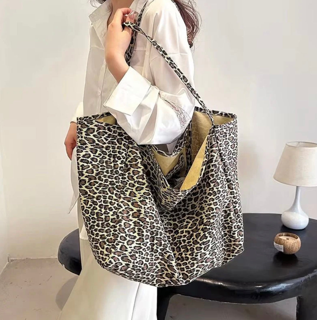 Sac de courses en polyester multicolore avec motif végétal – Élégance chic BCBG pour femmes, grande capacité et double poignée