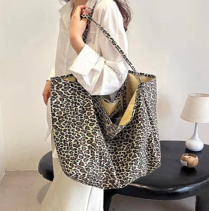 Sac de courses en polyester multicolore avec motif végétal – Élégance chic BCBG pour femmes, grande capacité et double poignée