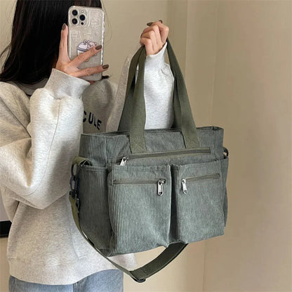Soft Velvet Shoulder Bag for Women – Large Capacity, Practical Pockets, Multifunctional Design, Ideal for Outings and Travel