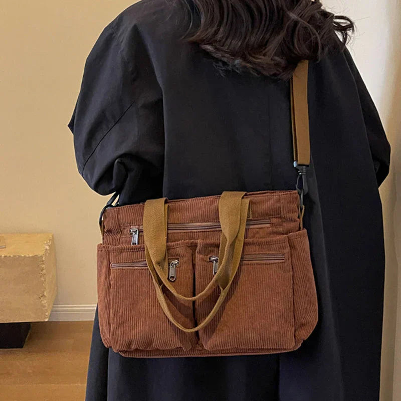 Soft Velvet Shoulder Bag for Women – Large Capacity, Practical Pockets, Multifunctional Design, Ideal for Outings and Travel