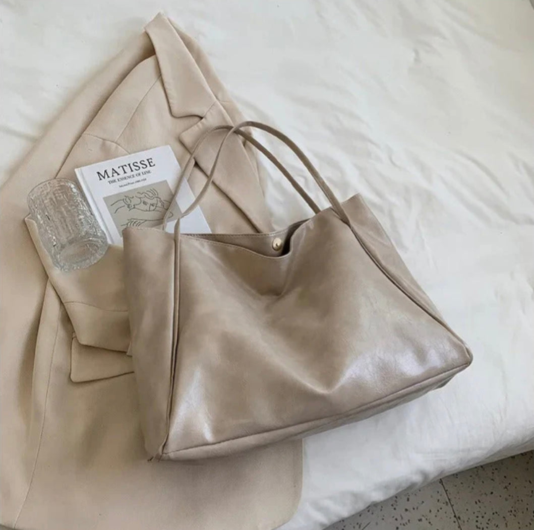 Sac fourre-tout en cuir synthétique souple pour femme – Grand format style rétro, pratique et élégant pour un usage quotidien