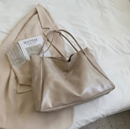 Sac fourre-tout en cuir synthétique souple pour femme – Grand format style rétro, pratique et élégant pour un usage quotidien