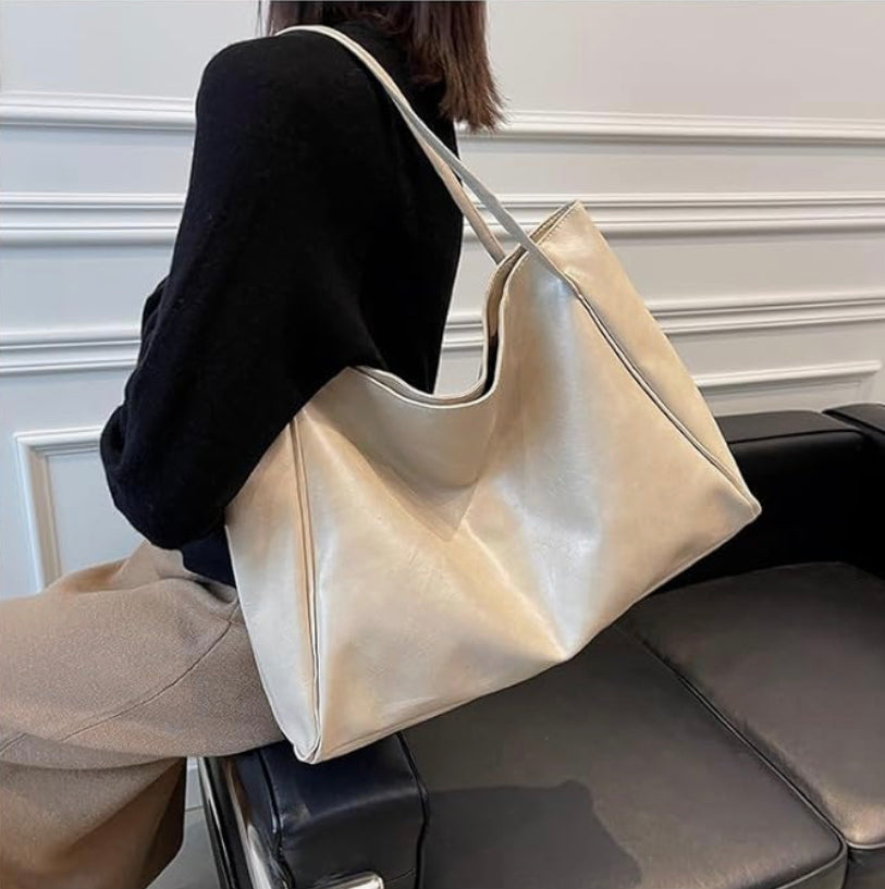 Sac fourre-tout en cuir synthétique souple pour femme – Grand format style rétro, pratique et élégant pour un usage quotidien