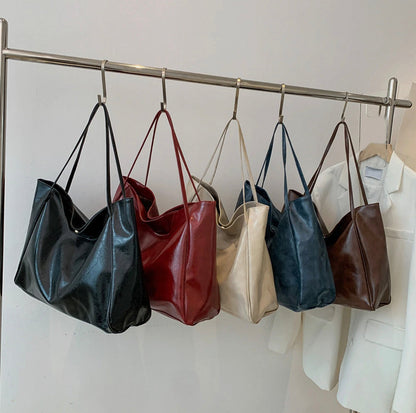 Sac fourre-tout en cuir synthétique souple pour femme – Grand format style rétro, pratique et élégant pour un usage quotidien