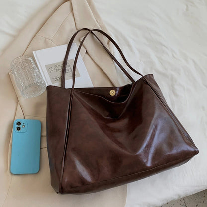 Sac fourre-tout en cuir synthétique souple pour femme – Grand format style rétro, pratique et élégant pour un usage quotidien