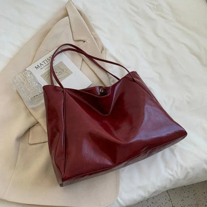 Sac fourre-tout en cuir synthétique souple pour femme – Grand format style rétro, pratique et élégant pour un usage quotidien