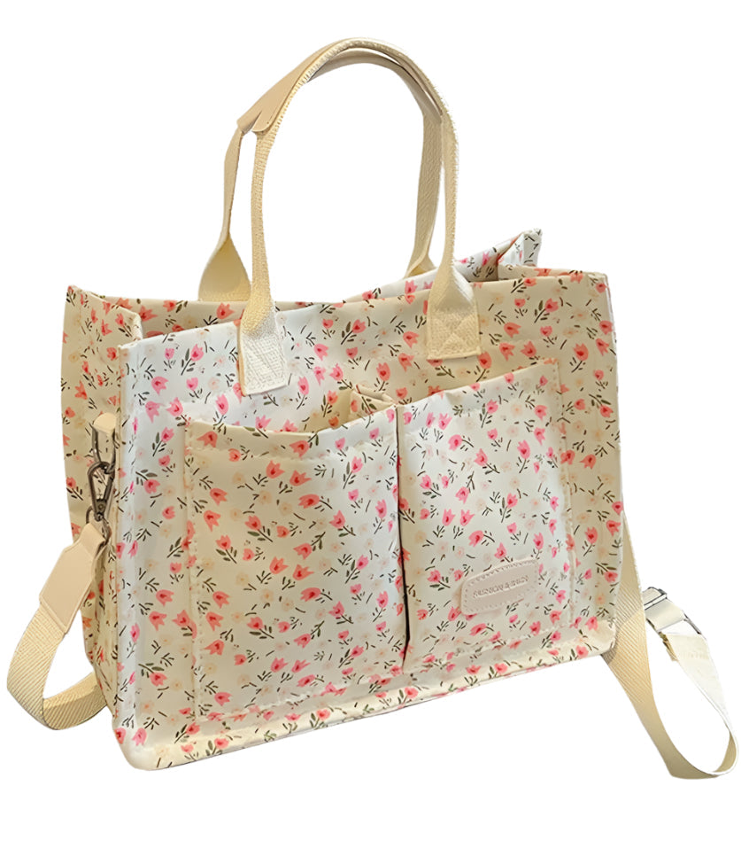 Peony Polyurethane Sac Tote Bag – Small Geometric Patterned Bag with Double Handle for Women