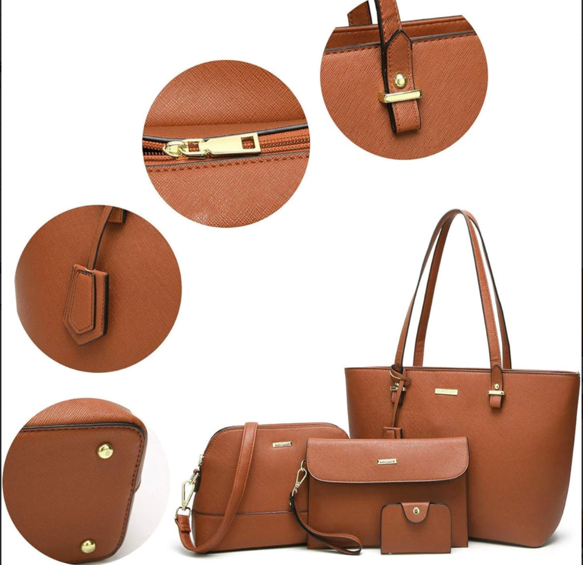 Sac à main élégant pour femme en cuir synthétique, sac d'épaule pratique pour mère et enfant – Quatre pièces, idéal pour les sorties quotidiennes