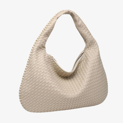 Women's Woven Leather Handbag – Elegant and Spacious with Adjustable Shoulder Strap
