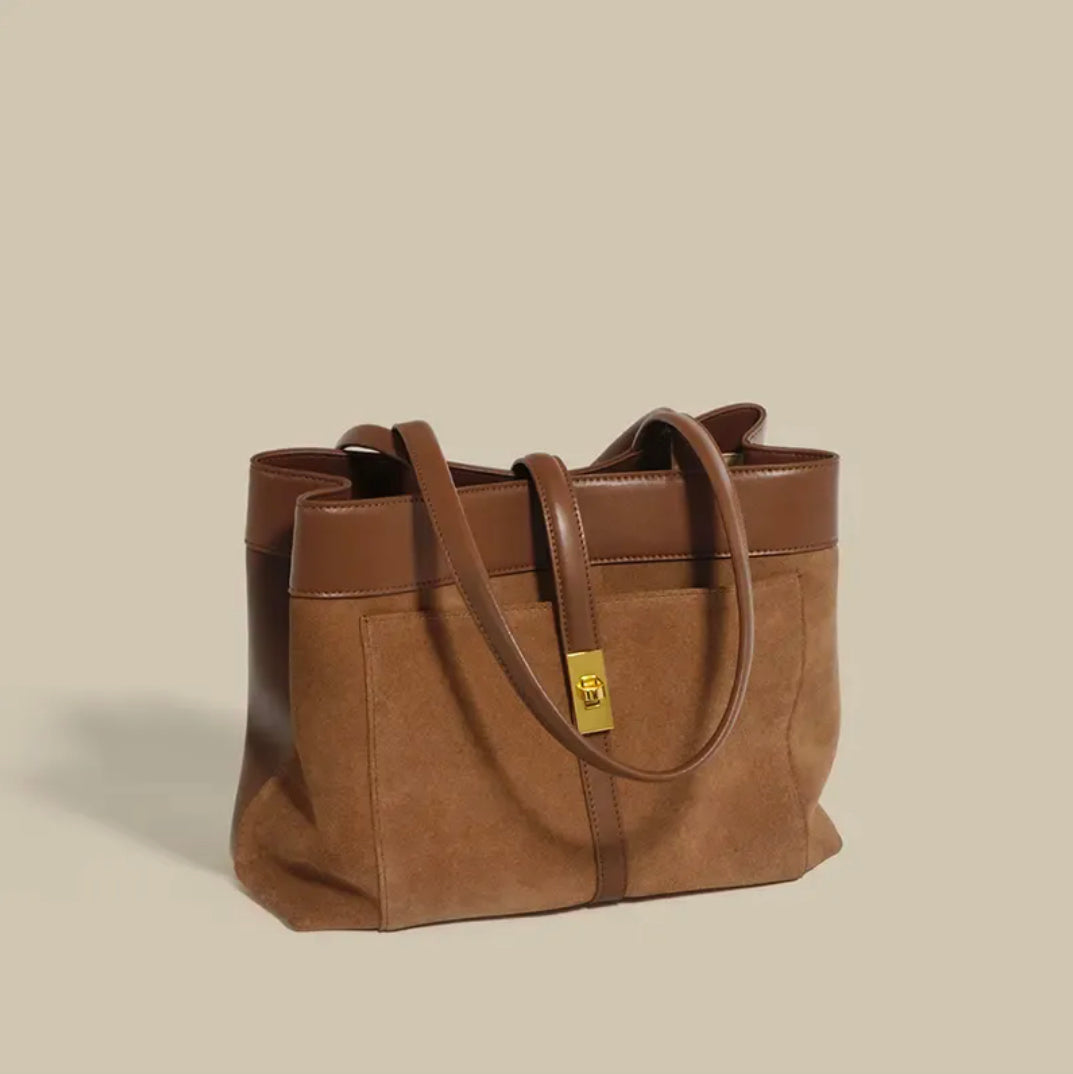 Sac à main élégant en daim pour femme avec poche intérieure – Sac spacieux pour le bureau et les sorties décontractées