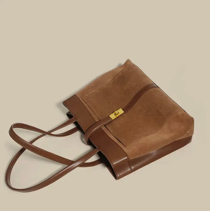 Sac à main élégant en daim pour femme avec poche intérieure – Sac spacieux pour le bureau et les sorties décontractées