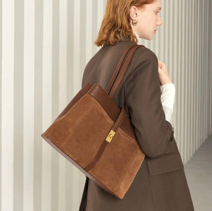 Sac à main élégant en daim pour femme avec poche intérieure – Sac spacieux pour le bureau et les sorties décontractées
