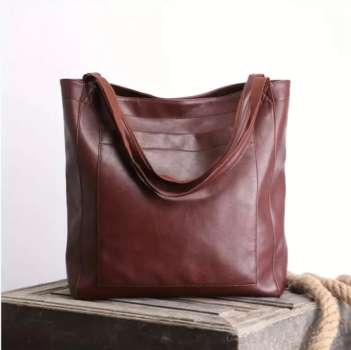 Sac à main élégant en cuir vieilli pour femme – Grande taille, résistant aux rayures et à l'eau, idéal pour toutes les occasions