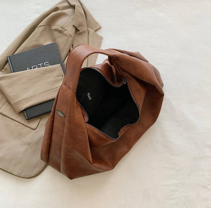 Sac à main pour femme Pauline en cuir synthétique avec doublure en nylon et poche zippée – 43 x 35 x 32 cm, élégant et pratique