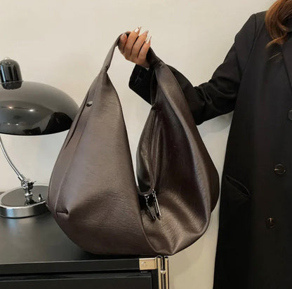 Sac à main pour femme Pauline en cuir synthétique avec doublure en nylon et poche zippée – 43 x 35 x 32 cm, élégant et pratique
