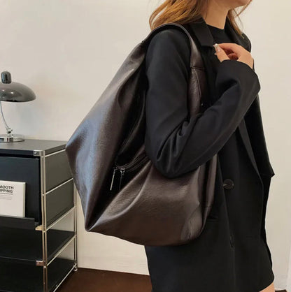 Sac à main pour femme Pauline en cuir synthétique avec doublure en nylon et poche zippée – 43 x 35 x 32 cm, élégant et pratique
