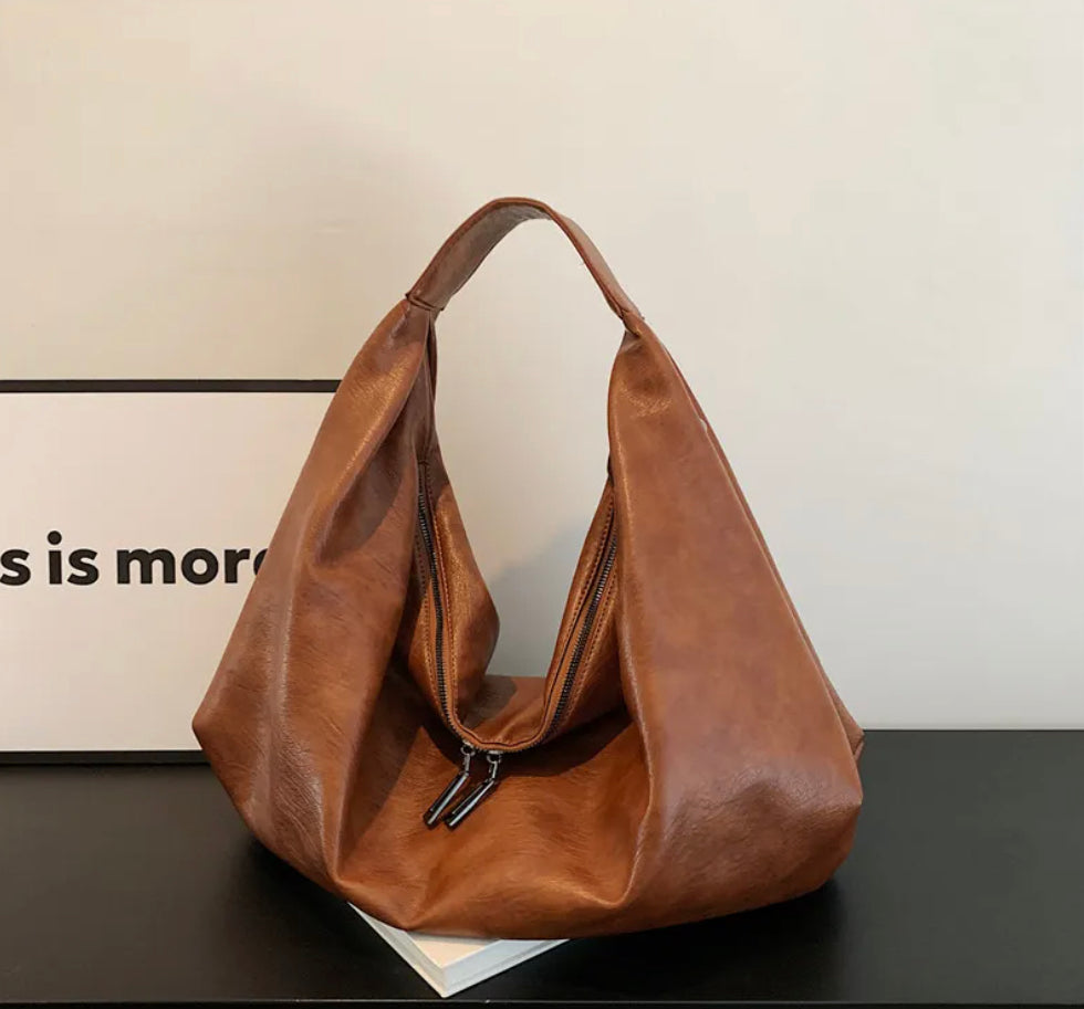 Sac à main pour femme Pauline en cuir synthétique avec doublure en nylon et poche zippée – 43 x 35 x 32 cm, élégant et pratique
