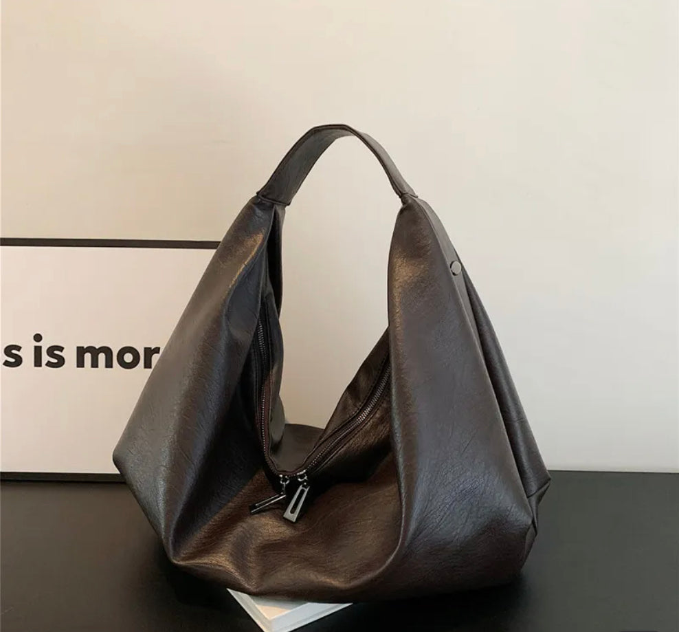 Sac à main pour femme Pauline en cuir synthétique avec doublure en nylon et poche zippée – 43 x 35 x 32 cm, élégant et pratique