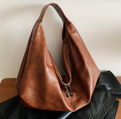 Sac à main pour femme Pauline en cuir synthétique avec doublure en nylon et poche zippée – 43 x 35 x 32 cm, élégant et pratique