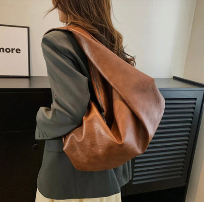 Sac à main pour femme Pauline en cuir synthétique avec doublure en nylon et poche zippée – 43 x 35 x 32 cm, élégant et pratique