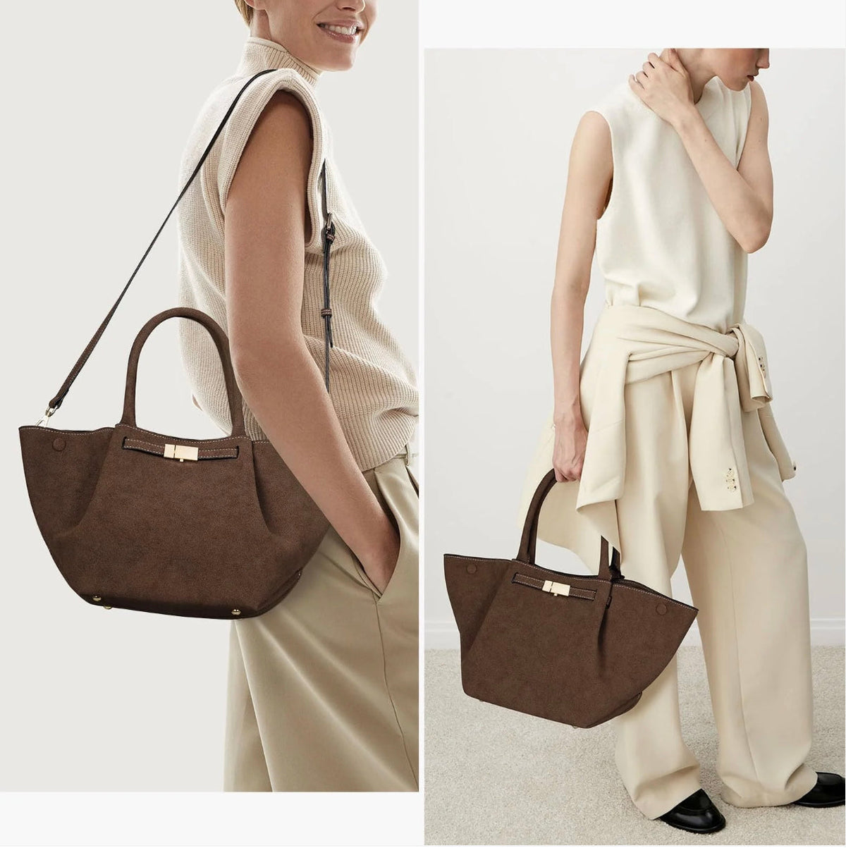 Sac à main en daim végétal pour femmes – Élégant, durable et spacieux avec des poignées confortables