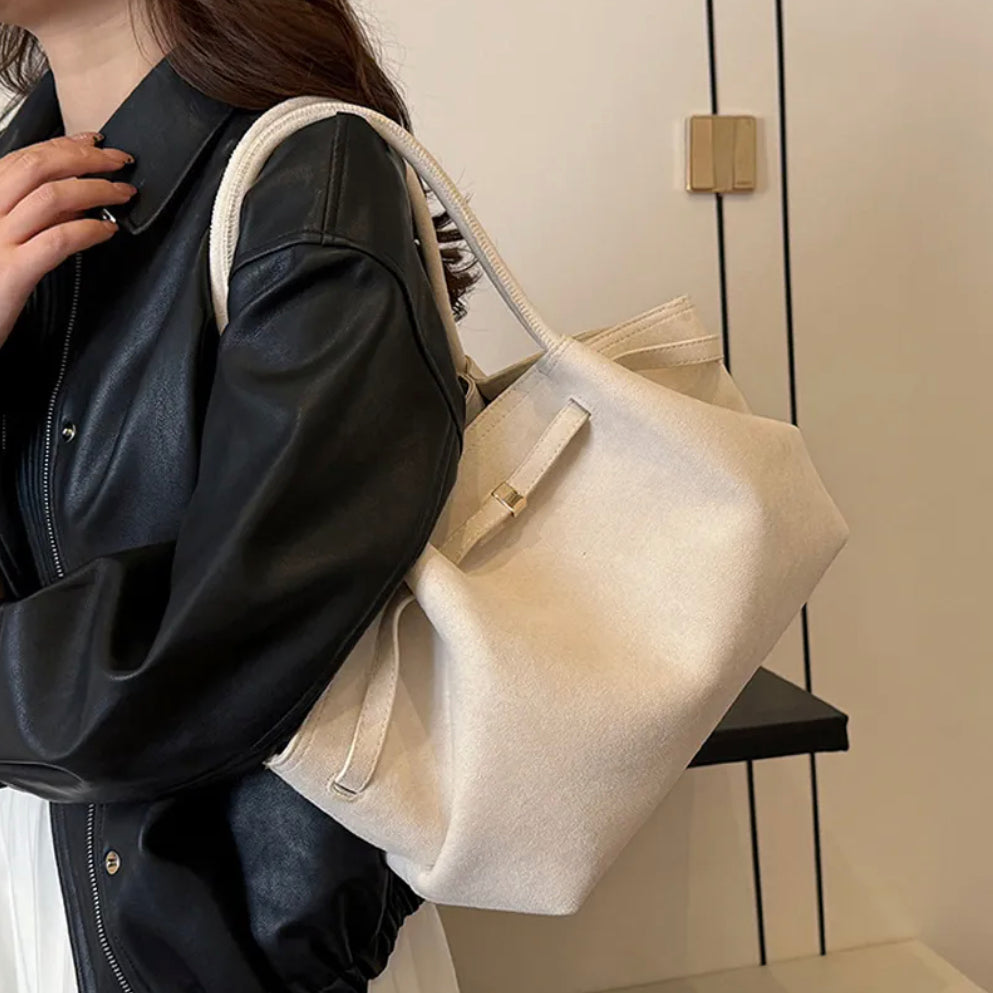 Vegan Suede Handbag for Women – Elegant, Spacious, and Durable with Adjustable Shoulder Strap