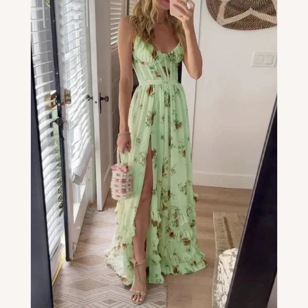 Robe de soirée élégante sans manches à imprimé pour femmes – Coupe flatteuse, confort optimal, idéale pour les événements formels