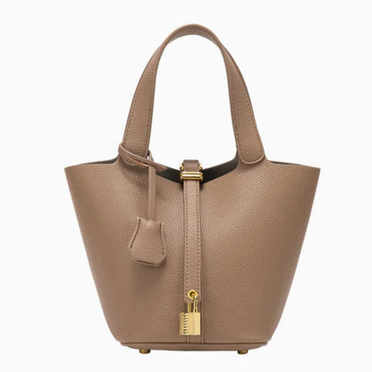 Elegant Women's Handbag in Vegan Leather with Steel Handle – Bucket Bag 16x20x19 cm