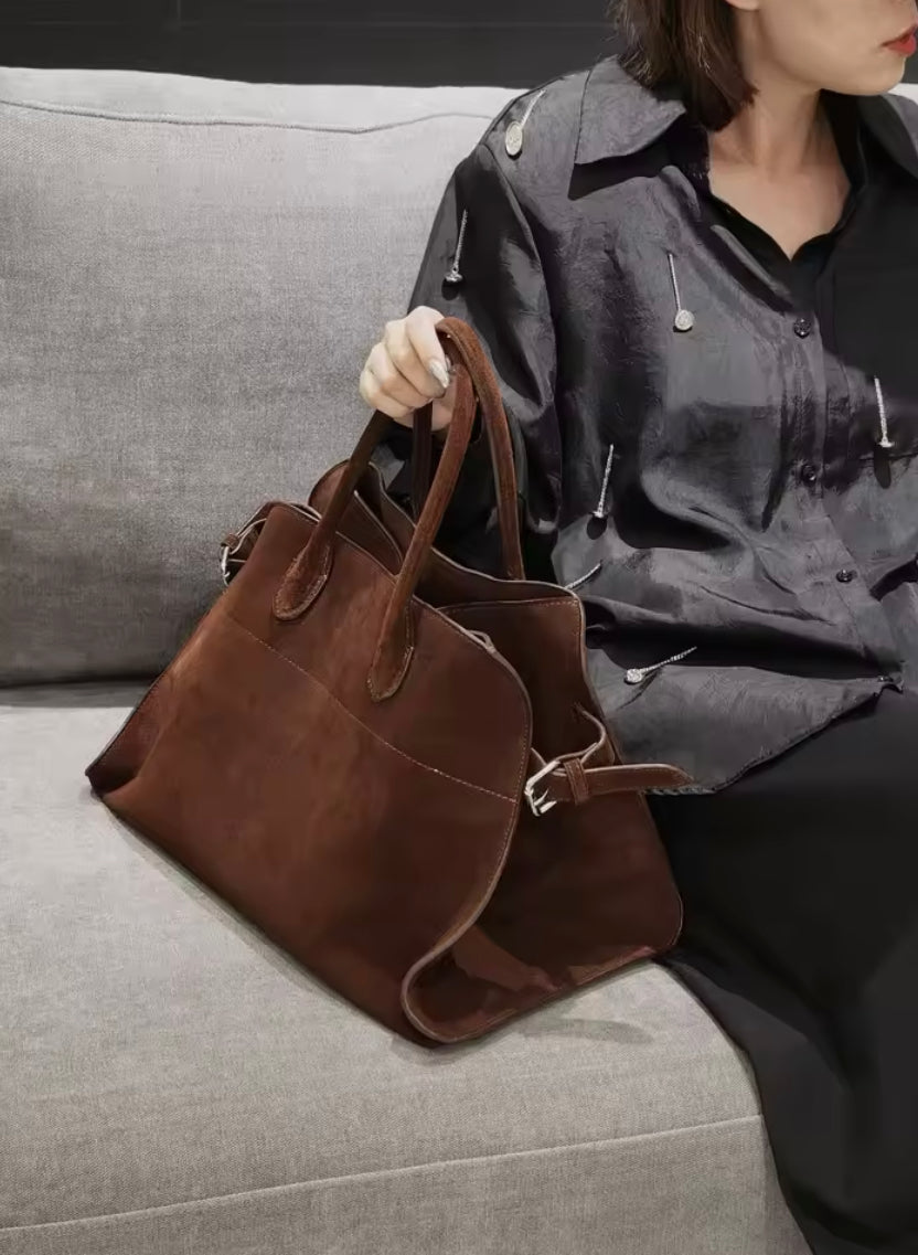 Sac à main en cuir suédé végétalien pour femme – Sac d'épaule élégant et pratique pour un usage quotidien, dimensions 38x28x23 cm