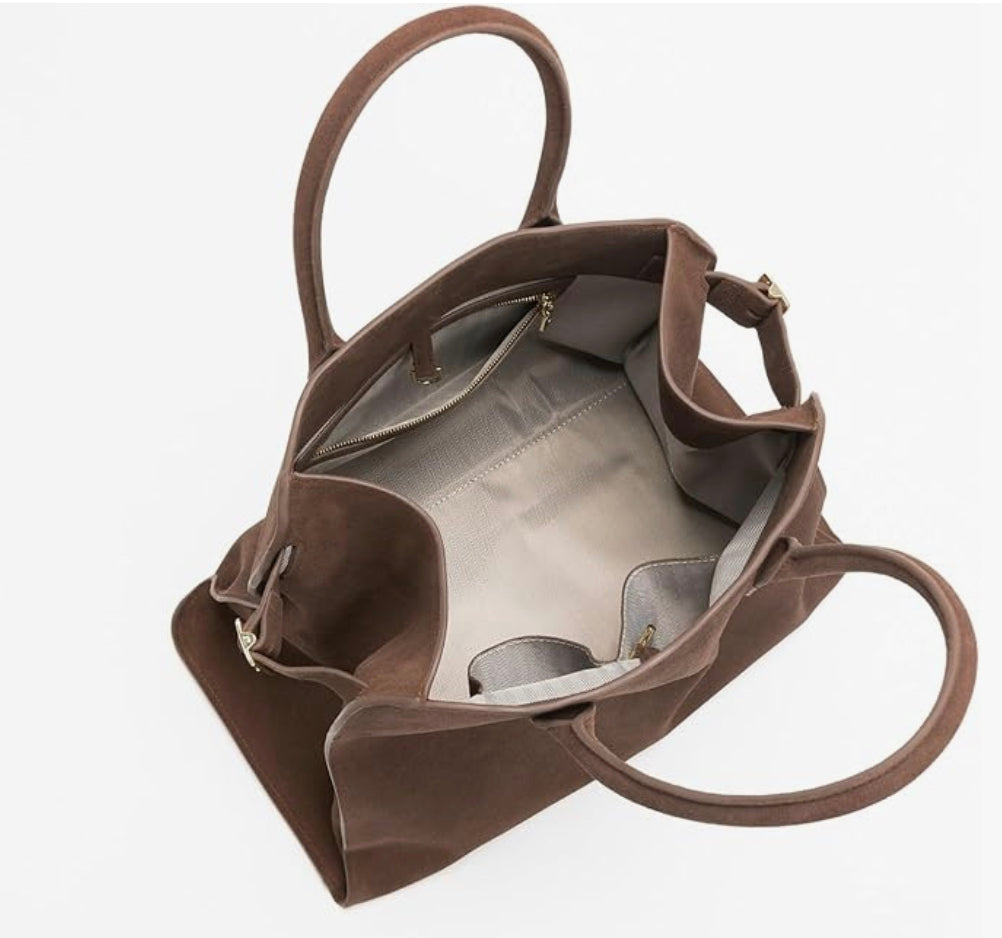 Sac à main en cuir suédé végétalien pour femme – Sac d'épaule élégant et pratique pour un usage quotidien, dimensions 38x28x23 cm