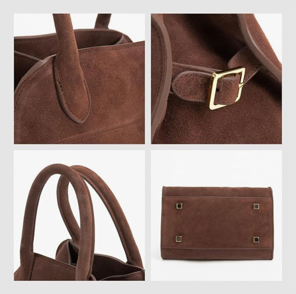 Sac à main en cuir suédé végétalien pour femme – Sac d'épaule élégant et pratique pour un usage quotidien, dimensions 38x28x23 cm