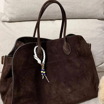 Sac à main en cuir suédé végétalien pour femme – Sac d'épaule élégant et pratique pour un usage quotidien, dimensions 38x28x23 cm
