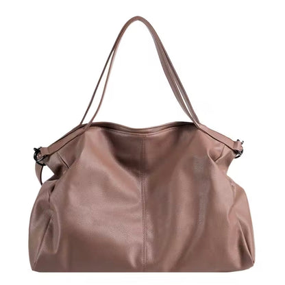 Large Women's Leather Handbag with Multiple Pockets, Adjustable Shoulder Strap – Elegant and Spacious Black or Brown