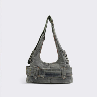 Eclectic Women's Hobo Bag in Denim with Adjustable Strap – Compact and Spacious Handbag for a Trendy Style
