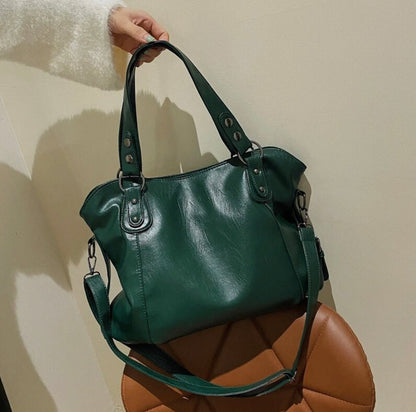 Elegant Vegan Leather Women's Handbag with Adjustable Shoulder Strap – 5 Colors Available, 40x28x11 cm
